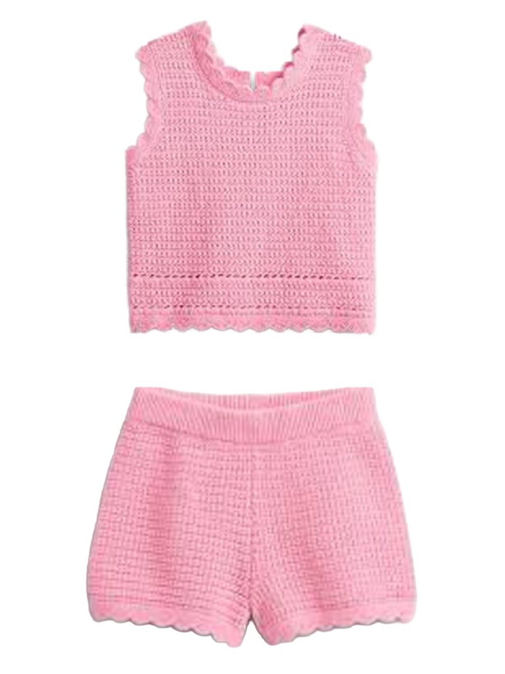 Gap Baby and Toddler Scalloped Crochet Top and Shorts in May Pink 2 Years NWT